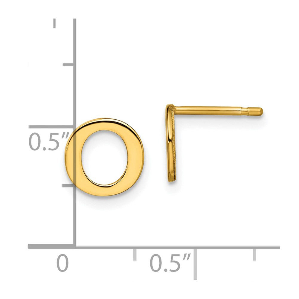 Gold Plated Sterling Silver Letter O Initial Post Earrings