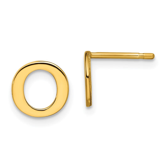 Gold Plated Sterling Silver Letter O Initial Post Earrings