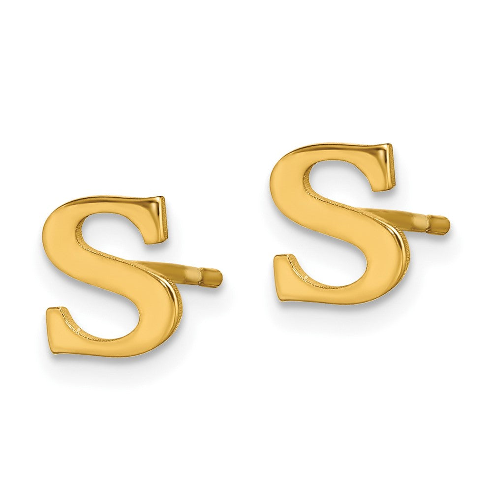 Gold Plated Sterling Silver Letter S Initial Post Earrings