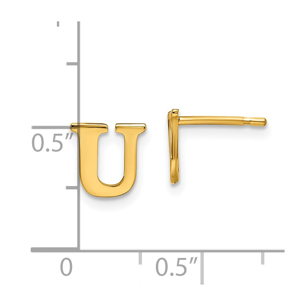 Gold Plated Sterling Silver Letter U Initial Post Earrings