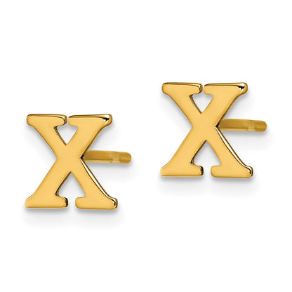 Gold Plated Sterling Silver Letter X Initial Post Earrings