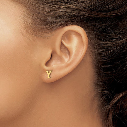 14K Yellow Gold 14Ky Letter Y Initial Post Earrings