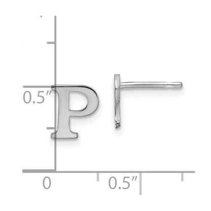 14K White Gold 14Kw Letter P Initial Post Earrings