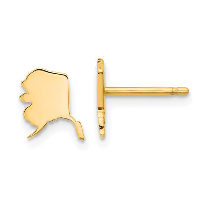 Gold Plated Sterling Silver/Gold Alaska State Earrings
