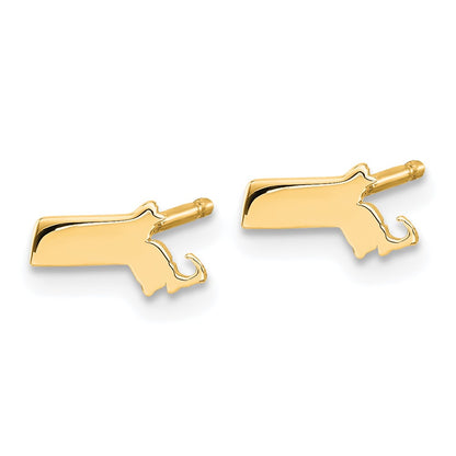 Gold Plated Sterling Silver/Gold Massachusetts State Earrings