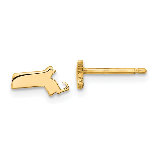 Gold Plated Sterling Silver/Gold Massachusetts State Earrings
