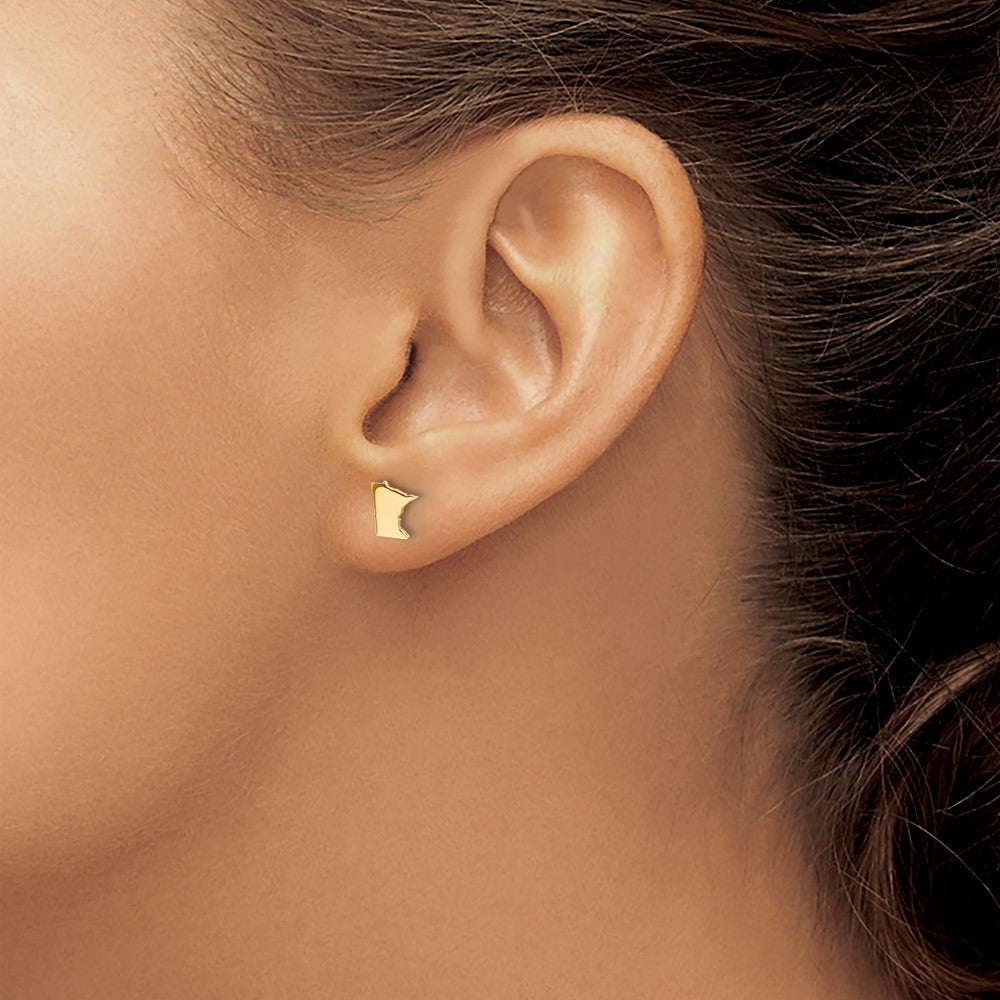 Gold Plated Sterling Silver/Gold Minnesota State Earrings