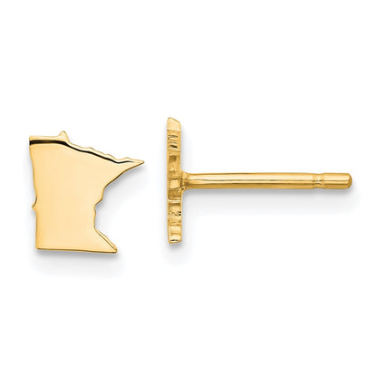 Gold Plated Sterling Silver/Gold Minnesota State Earrings