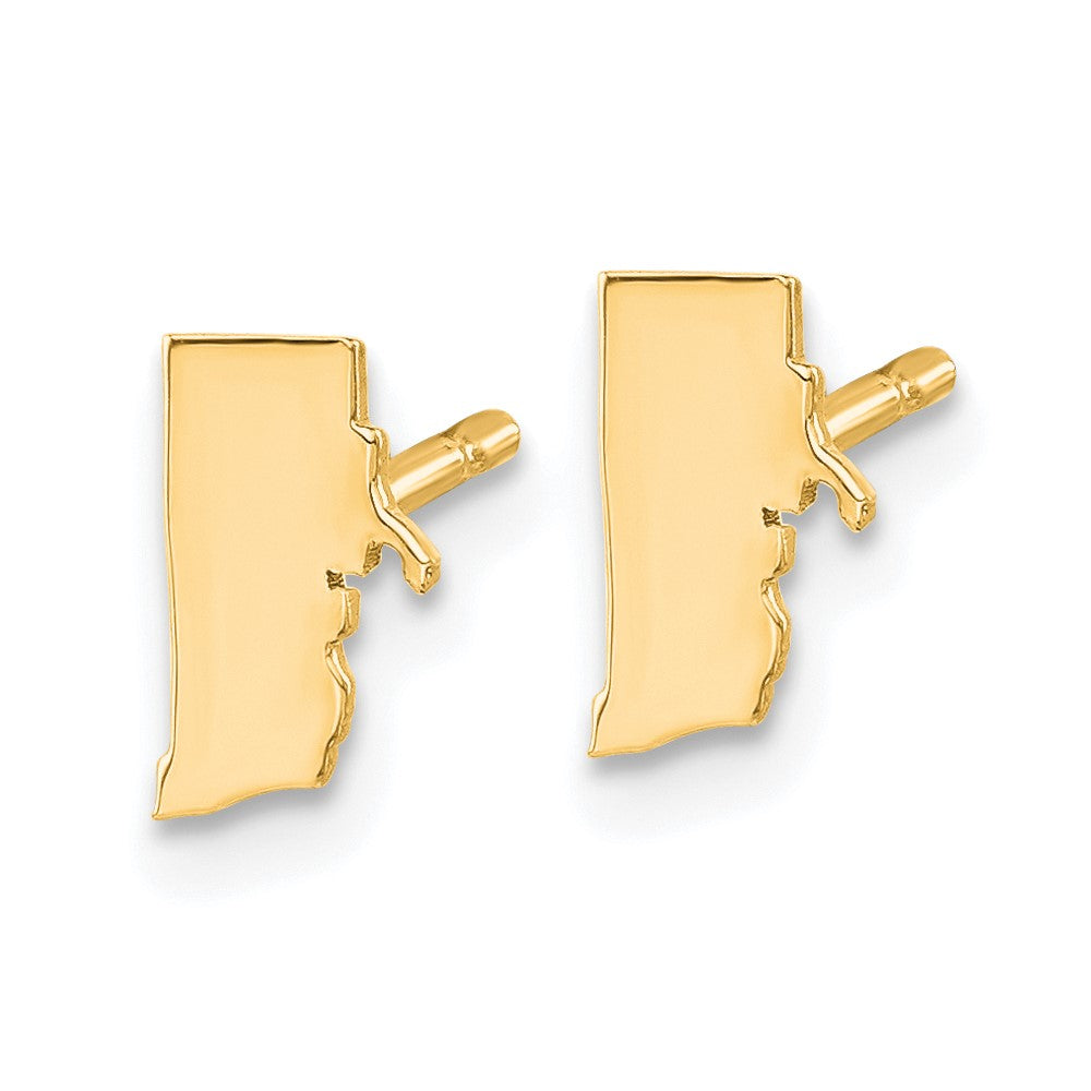 14K Yellow Gold 14Ky Rhode Island State Earrings