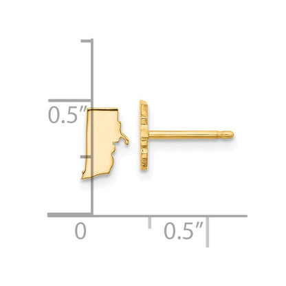 14K Yellow Gold 14Ky Rhode Island State Earrings