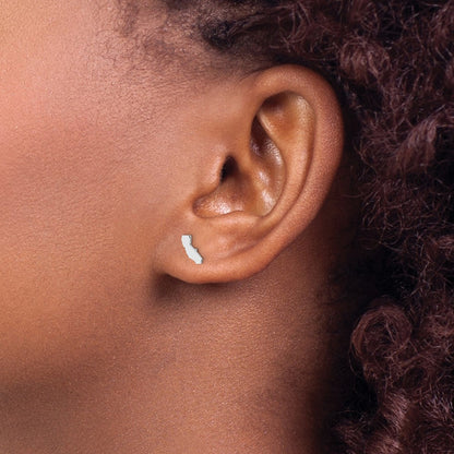 Sterling Silver Silver/Rhodium Plated California State Earrings