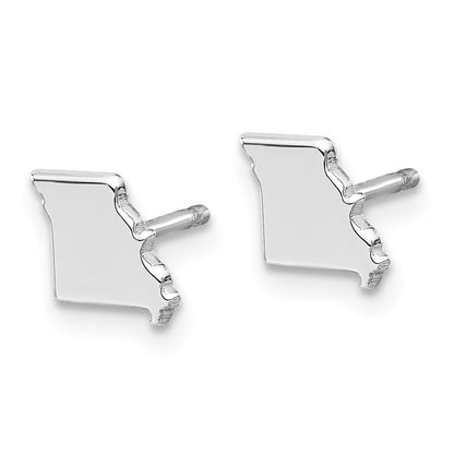 Sterling Silver Silver/Rhodium Plated Missouri State Earrings