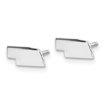 14K White Gold 14Kw Nebraska State Earrings