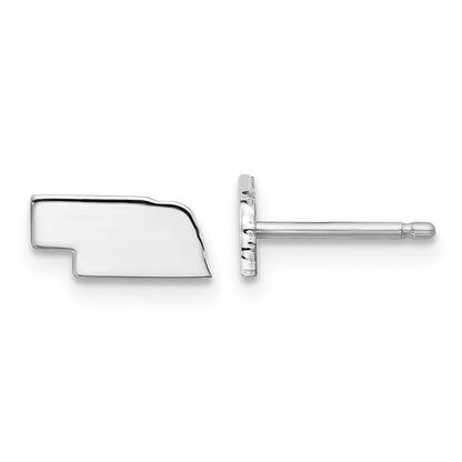 14K White Gold 14Kw Nebraska State Earrings