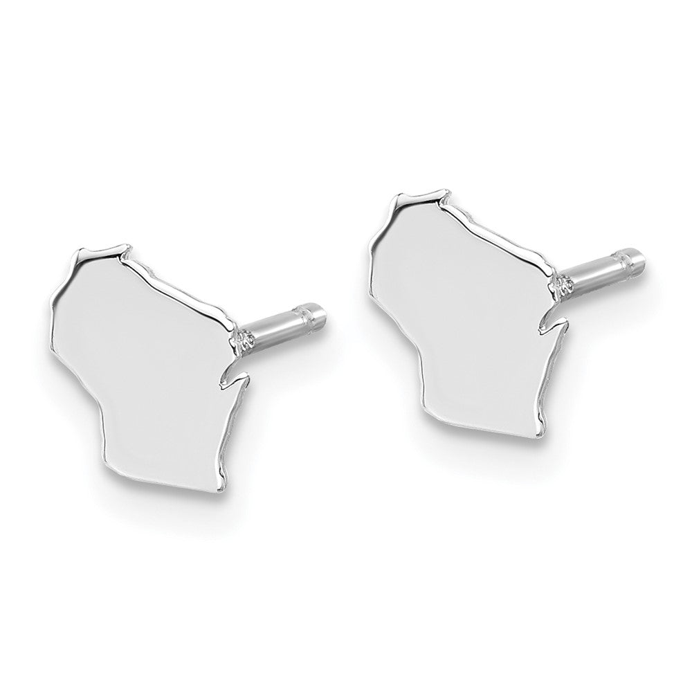 Sterling Silver Silver/Rhodium Plated Wisconsin State Earrings