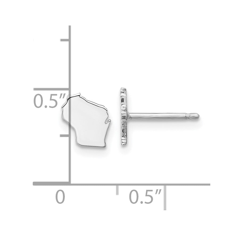 Sterling Silver Silver/Rhodium Plated Wisconsin State Earrings