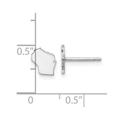 Sterling Silver Silver/Rhodium Plated Wisconsin State Earrings