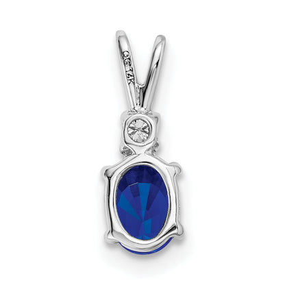 14k White Gold 14k White Gold 6x4mm Oval Sapphire AA Diamond pendant