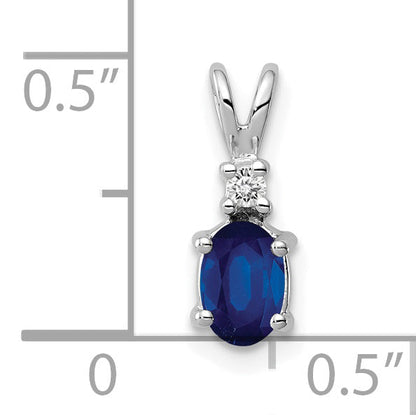 14k White Gold 14k White Gold 6x4mm Oval Sapphire AA Diamond pendant