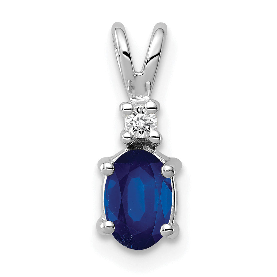 14k White Gold 14k White Gold 6x4mm Oval Sapphire AA Diamond pendant