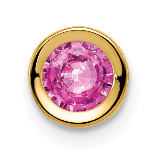 14K Yellow Gold 5mm Pink Sapphire Bezel Pendant
