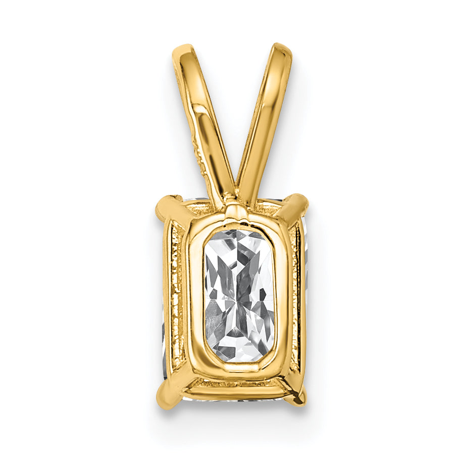 14K Yellow Gold 7X5mm Emerald Cut Cubic Zirconia Pendant