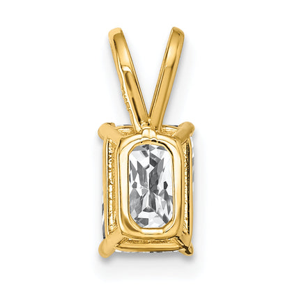 14K Yellow Gold 7X5mm Emerald Cut Cubic Zirconia Pendant