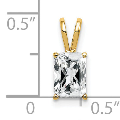 14K Yellow Gold 7X5mm Emerald Cut Cubic Zirconia Pendant