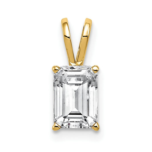14K Yellow Gold 8X6mm Emerald Cut Cubic Zirconia Pendant