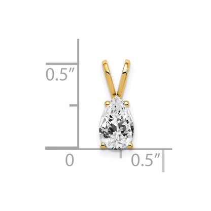 14K Yellow Gold 8X5mm Pear Cubic Zirconia Pendant