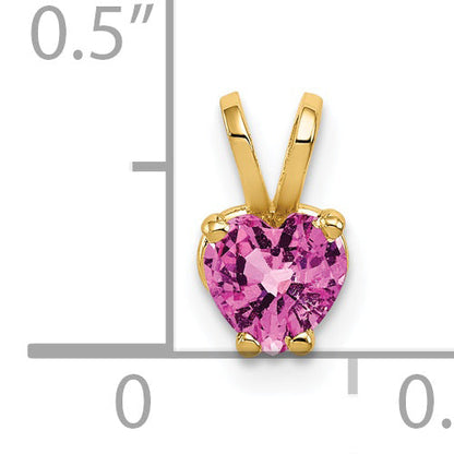 14K Yellow Gold 5mm Heart Pink Sapphire Pendant