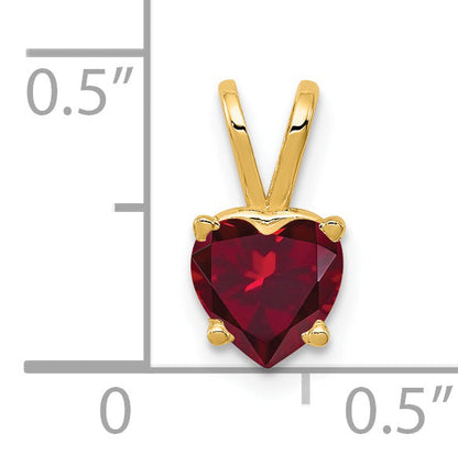 14K Yellow Gold 6mm Heart Created Ruby Pendant