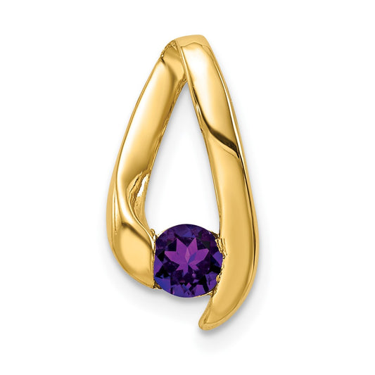 14K Yellow Gold 4mm Amethyst Pendant