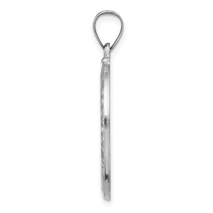 14K White Gold Polished/Satin St Christopher Medal Hollow Pendant