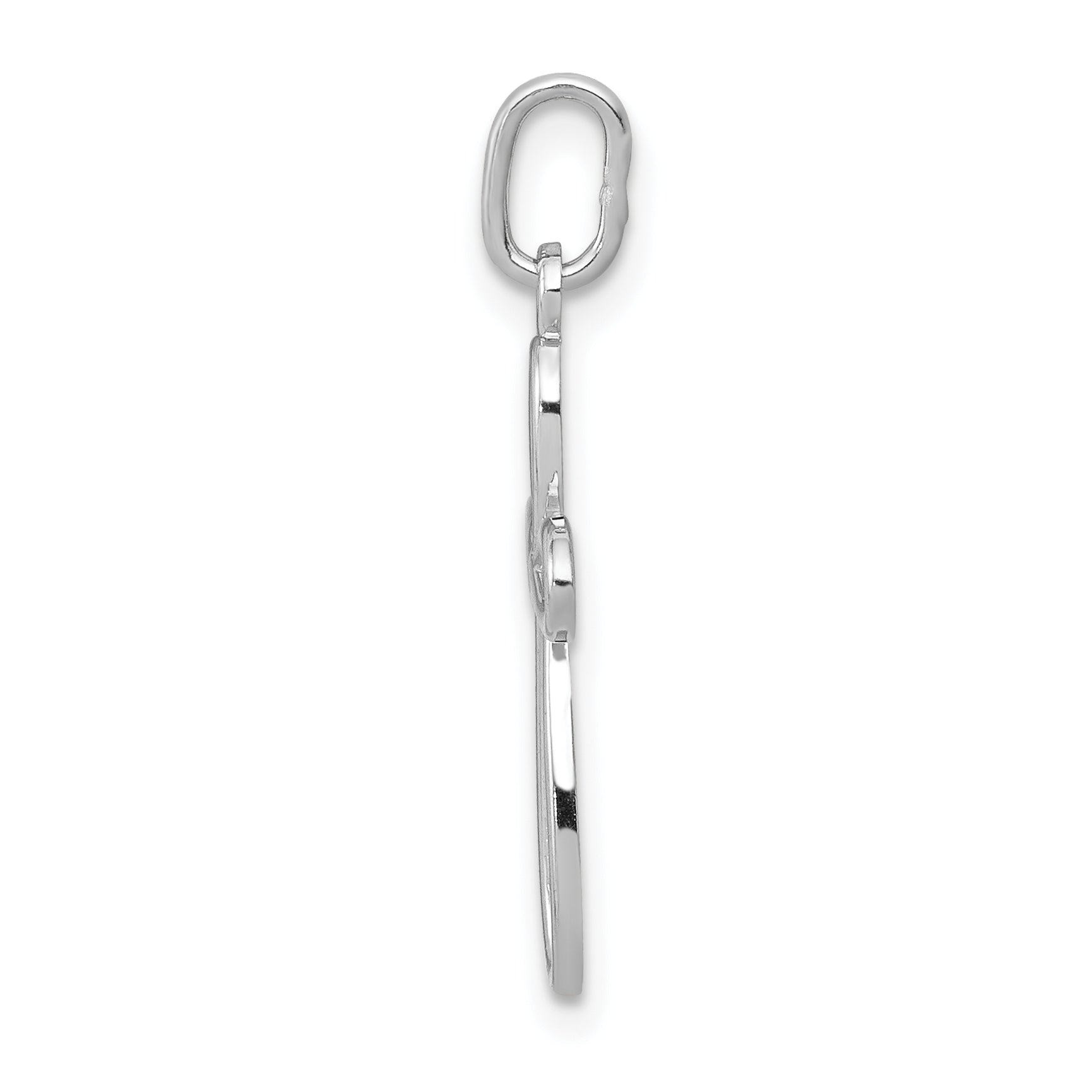 10K White Gold Polished Small Ribbon Cross Pendant