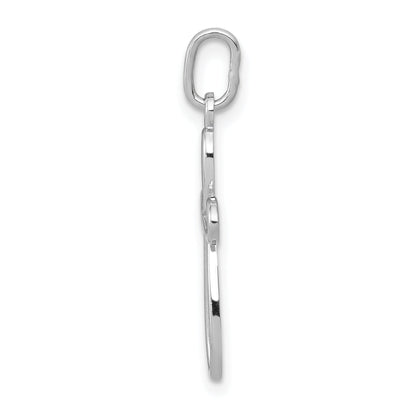 10K White Gold Polished Small Ribbon Cross Pendant