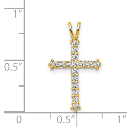 14k Yellow Gold 14k Polished CZ Cross Chain Slide