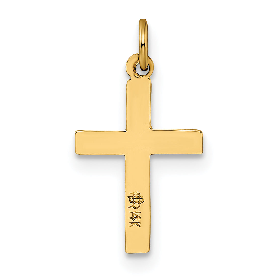 14K Yellow Gold Polished And Textured Solid Cross Pendant