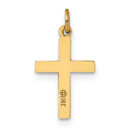 14K Yellow Gold Polished And Textured Solid Cross Pendant