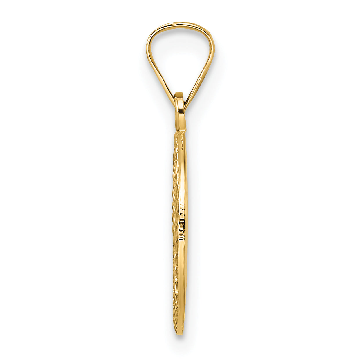 14K Yellow Gold Polished And Textured Solid Star Of David In Frame Pendant