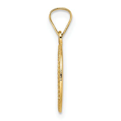 14K Yellow Gold Polished And Textured Solid Star Of David In Frame Pendant