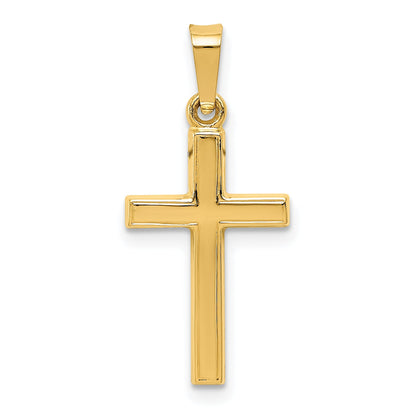 14K Yellow Gold Diamond Cut Small Hollow Cross Pendant