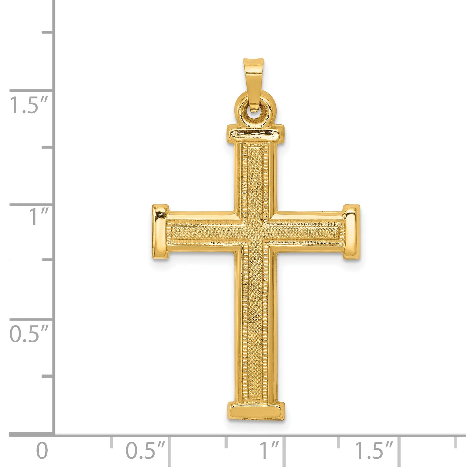 14K Yellow Gold Hollow Latin Cross Pendant