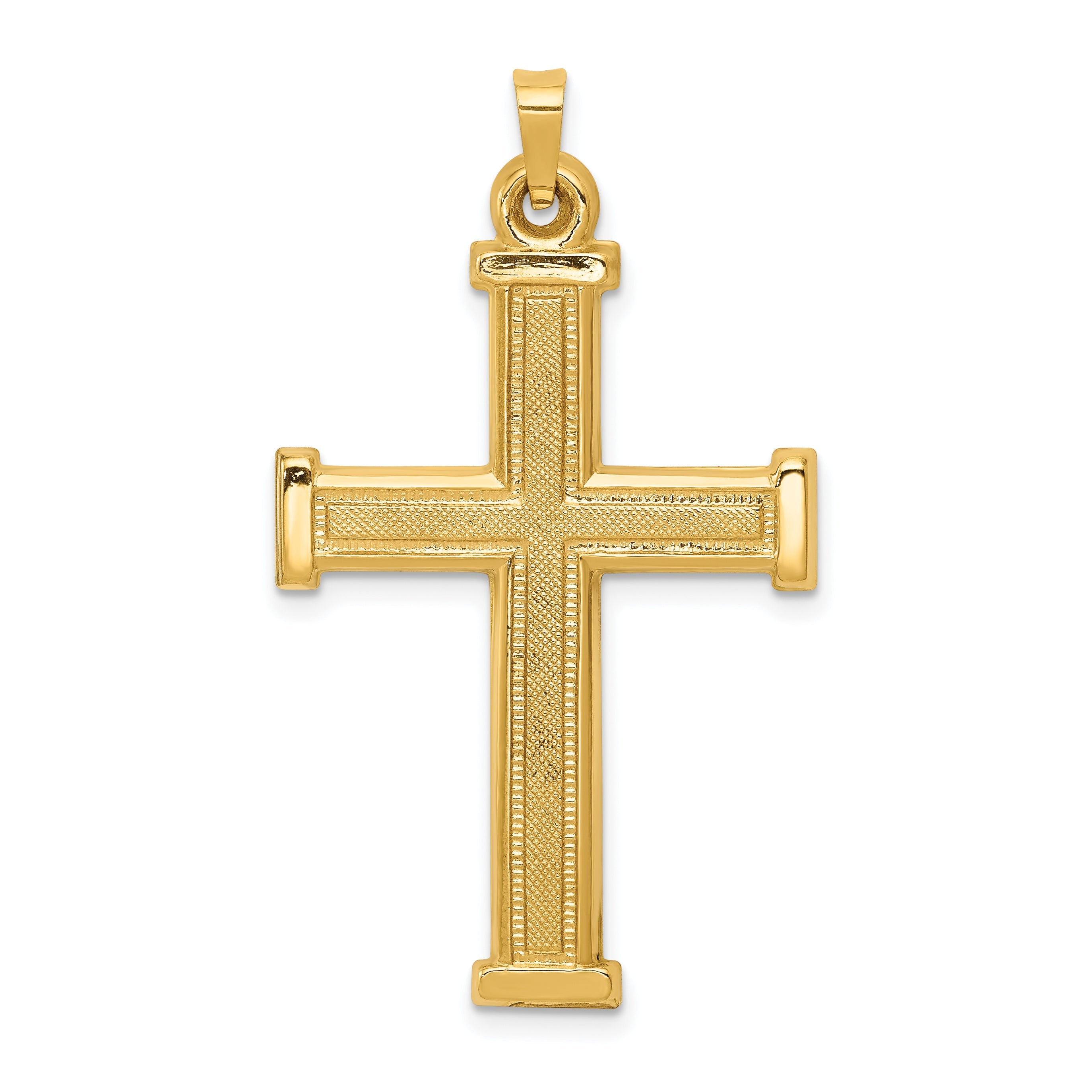 14K Yellow Gold Hollow Latin Cross Pendant