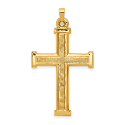 14K Yellow Gold Hollow Latin Cross Pendant