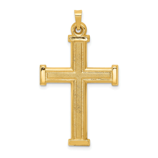14K Yellow Gold Hollow Latin Cross Pendant