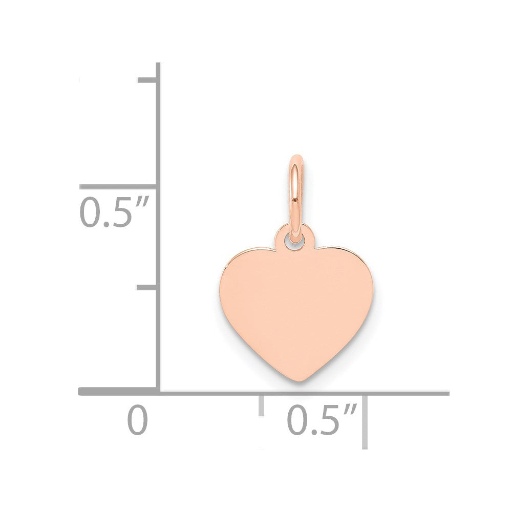 14K Rose Gold Plain .018 Gauge Engraveable Heart Disc Charm