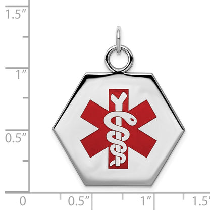 Sterling Silver Rhodium Plated Medical Jewelry Pendant