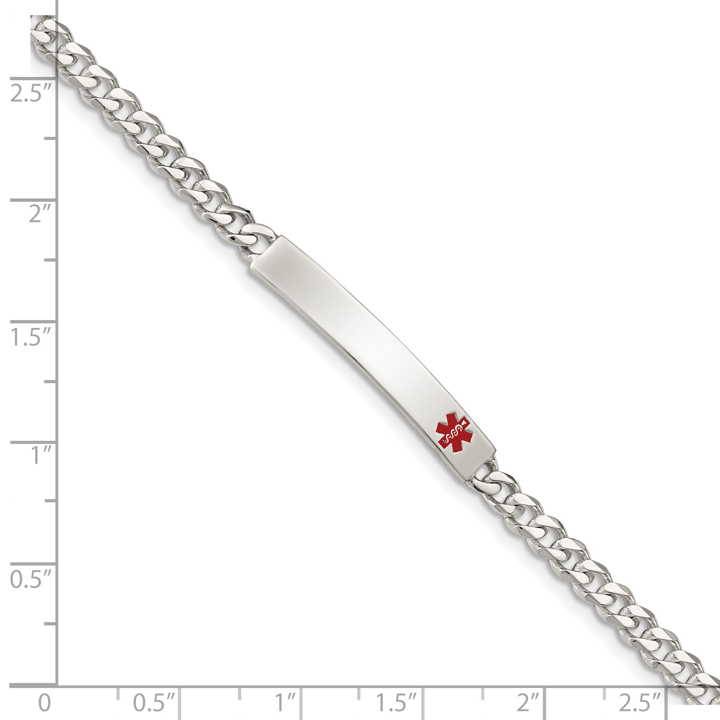Sterling Silver Polished Medical Curb Link Id Bracelet