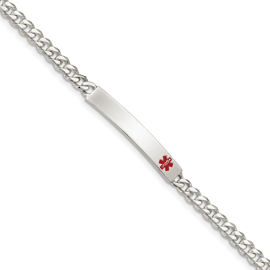 Sterling Silver Polished Medical Curb Link Id Bracelet